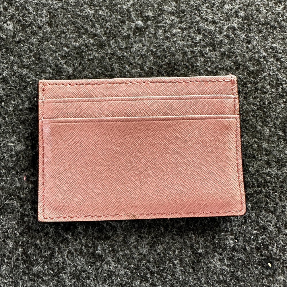 Kate Spade Pink Saffiano Leather Card Holder Slim Wallet Mauve Gold Logo - Picture 2 of 6